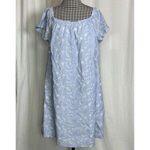 Lane Bryant Dress Women's 10/12 Blue Off the Shoulder Eyelet Cottagecore Pockets